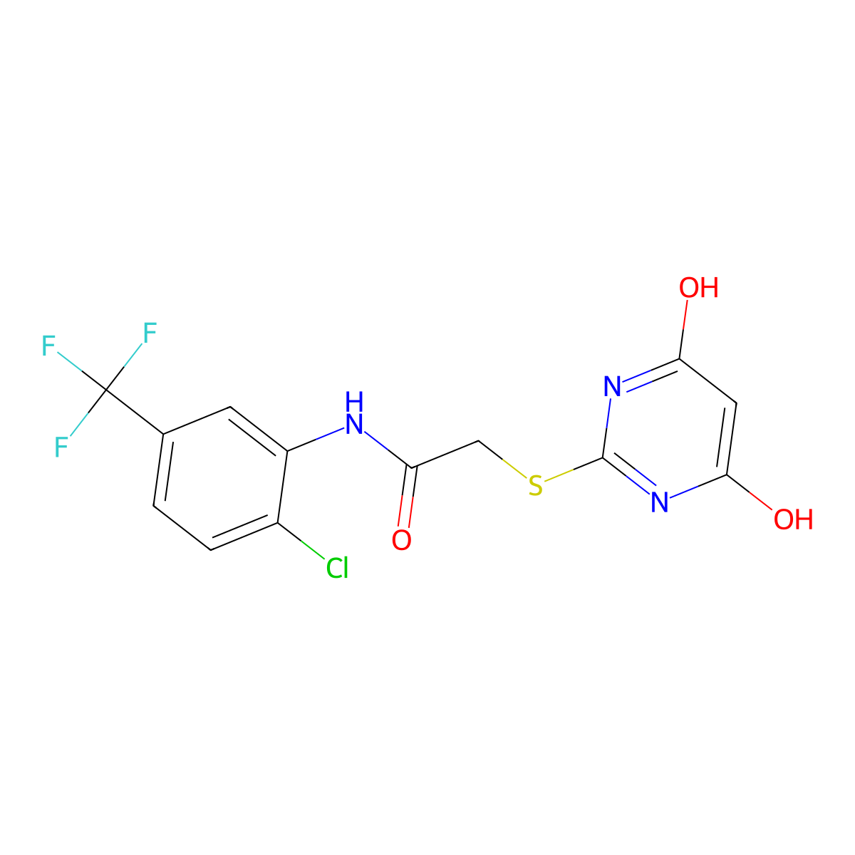 N-[2-chloro-5-(trifluoromethyl)phenyl]-2-[(4-hydroxy-6-oxo-1H-pyrimidin-2-yl)sulfanyl]acetamide molecular structure, CAS 333420-89-6