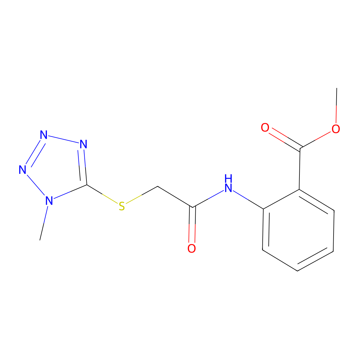2-[2-(1-Methyl-1H-tetrazol-5-ylsulfanyl)-acetylamino]-benzoic acid methyl ester molecular structure, CAS 333422-85-8
