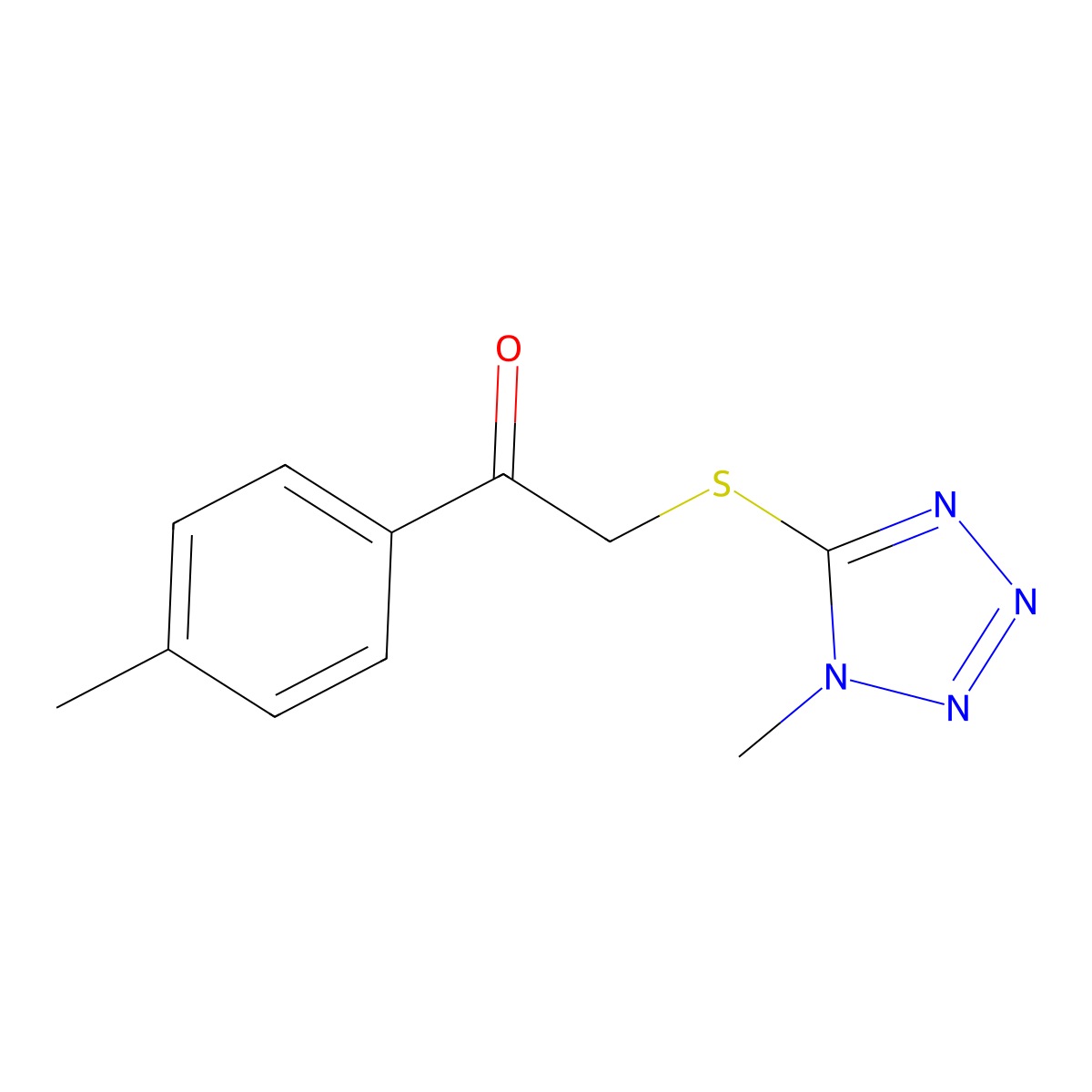 2-[(1-methyl-1H-1,2,3,4-tetrazol-5-yl)sulfanyl]-1-(4-methylphenyl)ethan-1-one molecular structure, CAS 333422-94-9