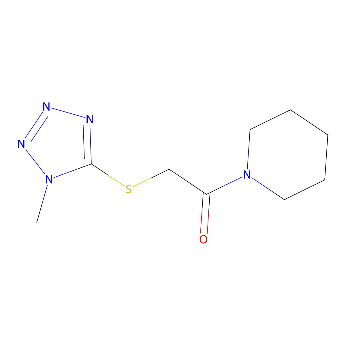 2-(1-Methyltetrazol-5-yl)sulfanyl-1-piperidin-1-ylethanone molecular structure, CAS 333423-00-0