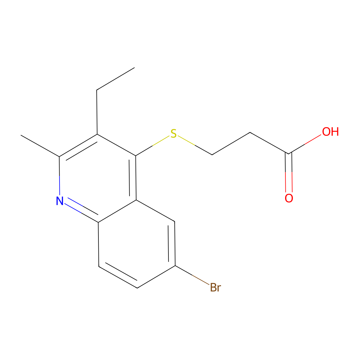 3-[(6-Bromo-3-ethyl-2-methylquinolin-4-yl)sulfanyl]propanoic acid molecular structure, CAS 333423-99-7