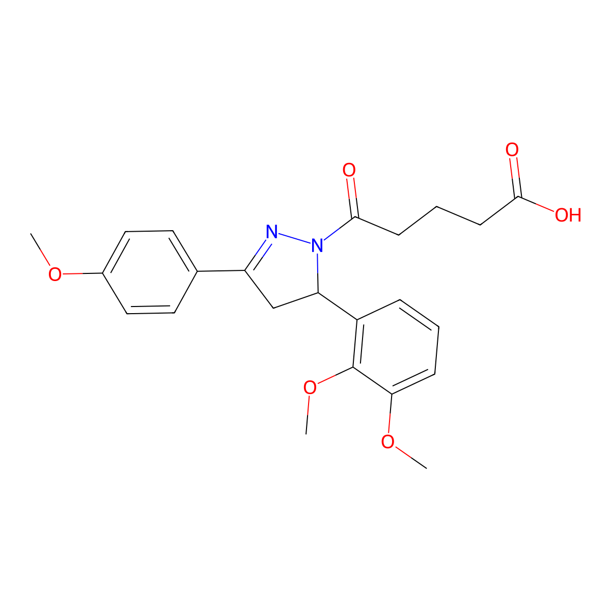 5-[5-(2,3-dimethoxyphenyl)-3-(4-methoxyphenyl)-4,5-dihydro-1H-pyrazol-1-yl]-5-oxopentanoic acid molecular structure, CAS 333424-24-1