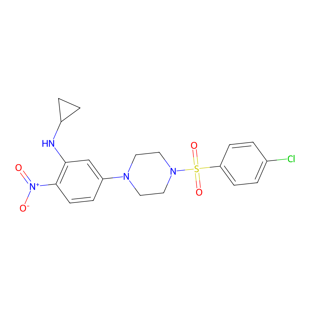 5-[4-(4-chlorophenyl)sulfonylpiperazin-1-yl]-N-cyclopropyl-2-nitroaniline molecular structure, CAS 333425-21-1
