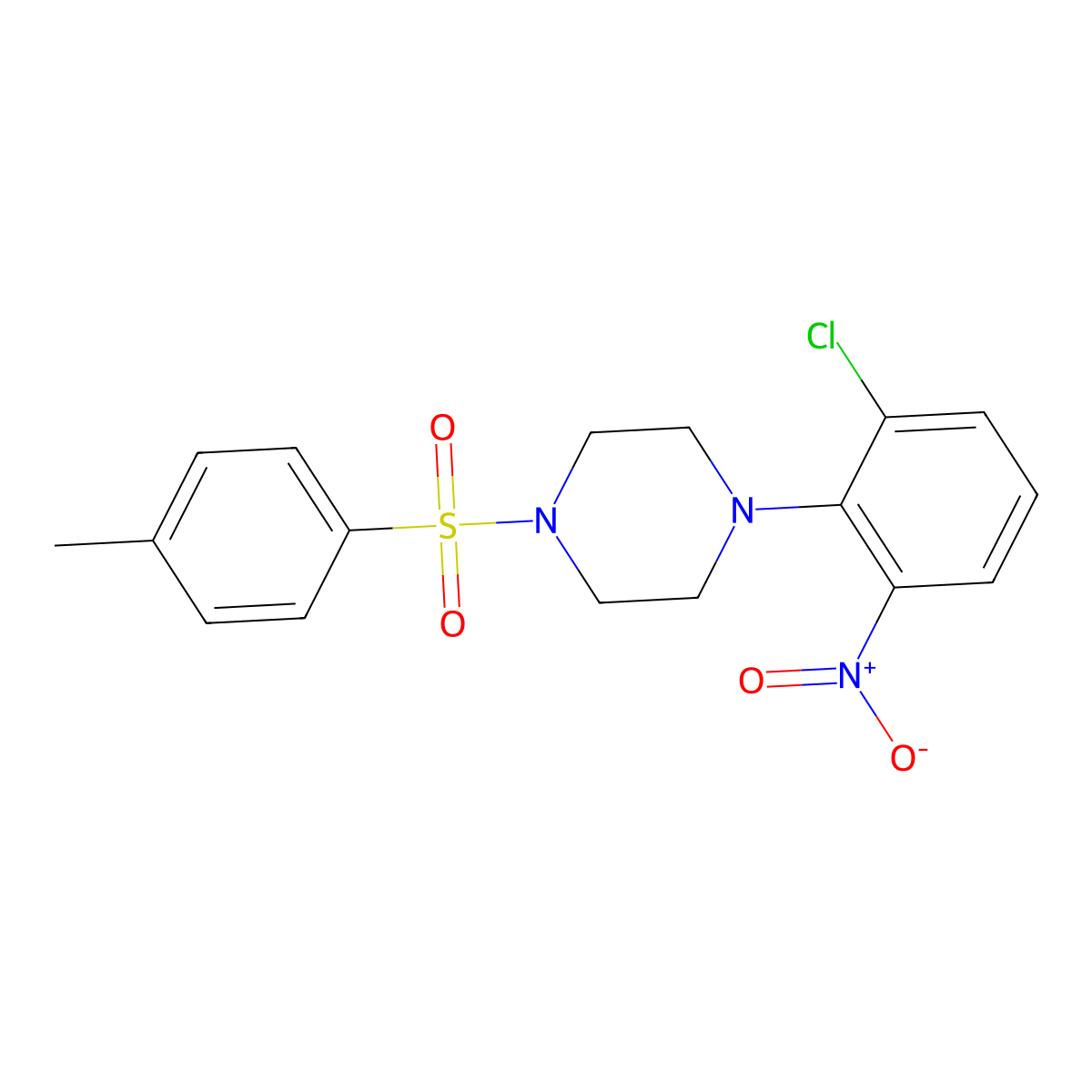 1-(2-Chloro-6-nitrophenyl)-4-(4-methylphenyl)sulfonylpiperazine molecular structure, CAS 333425-22-2