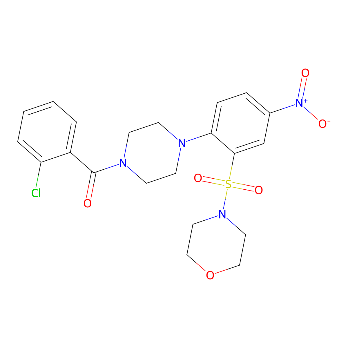 (2-Chlorophenyl)-[4-(2-morpholin-4-ylsulfonyl-4-nitrophenyl)piperazin-1-yl]methanone molecular structure, CAS 333425-24-4