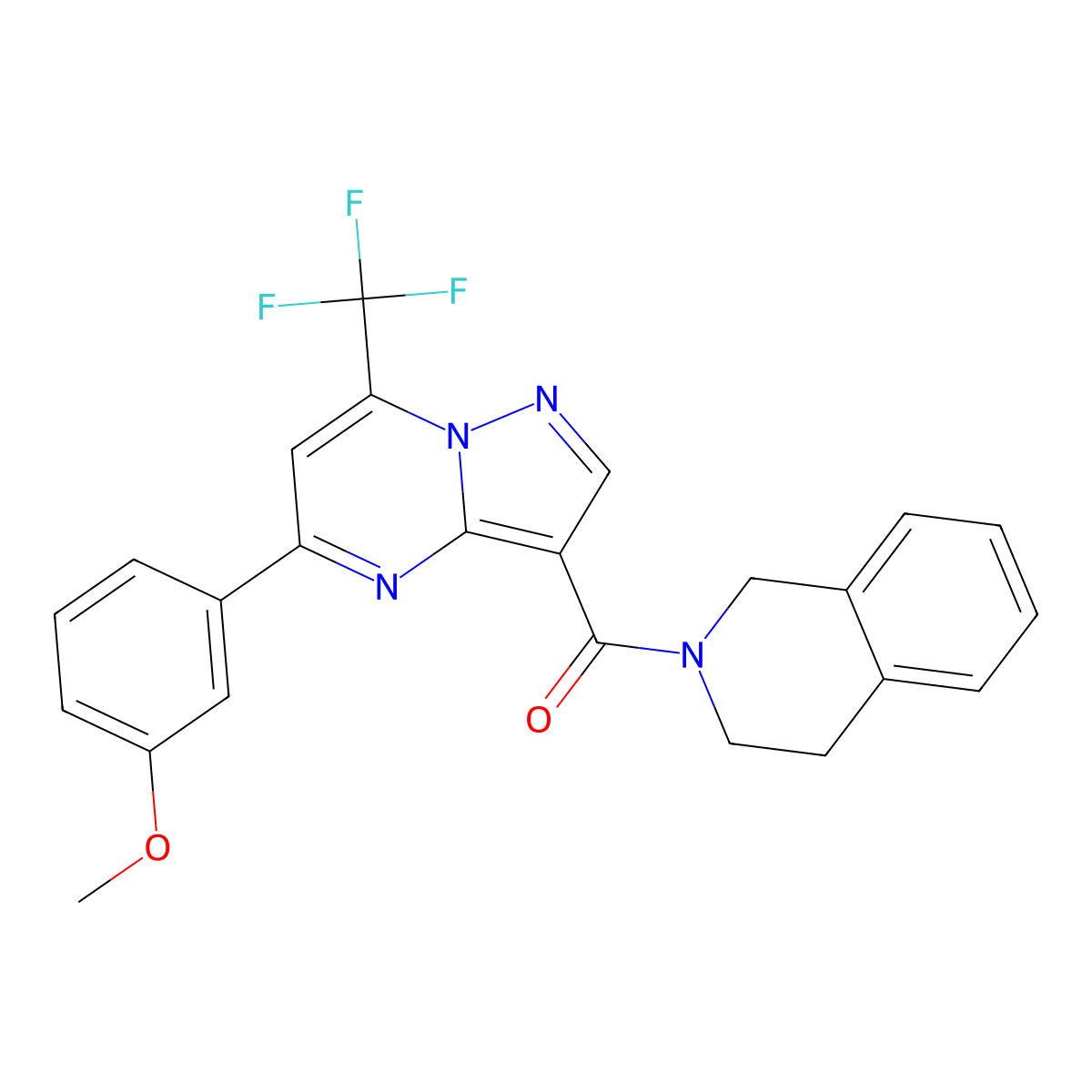 3,4-dihydroisoquinolin-2(1H)-yl[5-(3-methoxyphenyl)-7-(trifluoromethyl)pyrazolo[1,5-a]pyrimidin-3-yl]methanone molecular structure, CAS 333425-29-9