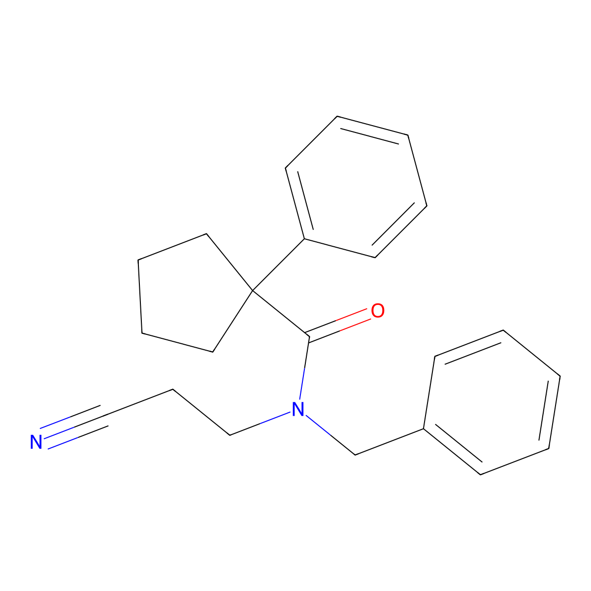 N-benzyl-N-(2-cyanoethyl)-1-phenylcyclopentanecarboxamide molecular structure, CAS 333426-22-5