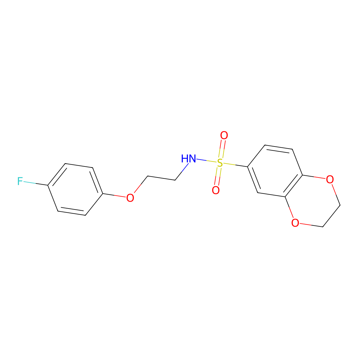 N-[2-(4-fluorophenoxy)ethyl]-2,3-dihydro-1,4-benzodioxine-6-sulfonamide molecular structure, CAS 333429-66-6