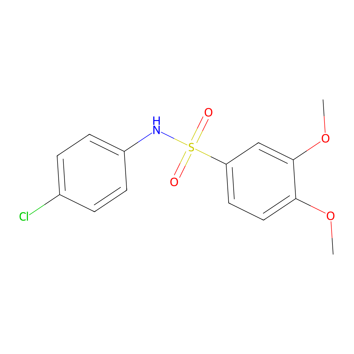 N-(4-chlorophenyl)-3,4-dimethoxybenzenesulfonamide molecular structure, CAS 333430-54-9
