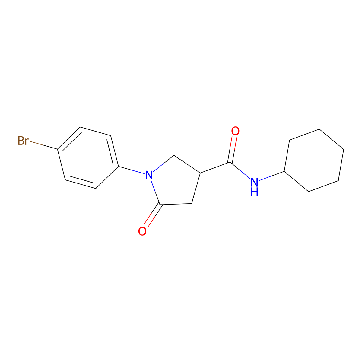 1-(4-bromophenyl)-N-cyclohexyl-5-oxopyrrolidine-3-carboxamide molecular structure, CAS 333430-89-0