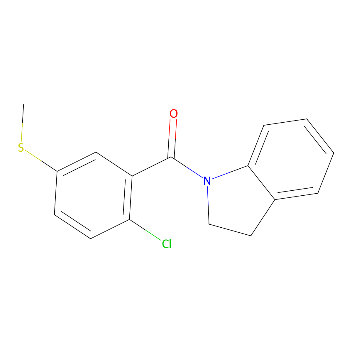 (2-Chloro-5-methylsulfanylphenyl)-(2,3-dihydroindol-1-yl)methanone molecular structure, CAS 333430-90-3