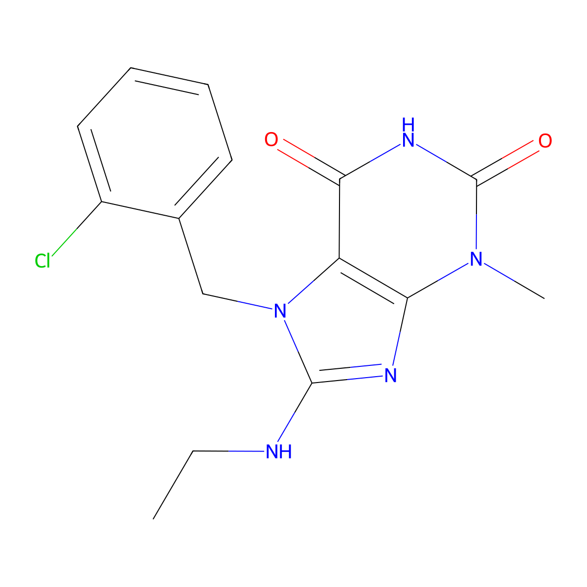 7-[(2-Chlorophenyl)methyl]-8-(ethylamino)-3-methylpurine-2,6-dione molecular structure, CAS 333430-91-4