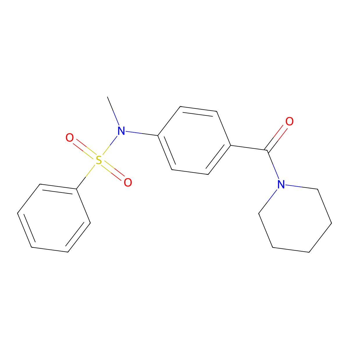 N-methyl-N-[4-(1-piperidinylcarbonyl)phenyl]benzenesulfonamide molecular structure, CAS 333431-07-5
