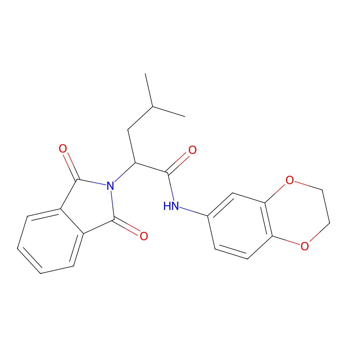 2-(1,3-Dioxo-1,3-dihydro-isoindol-2-yl)-4-methyl-pentanoic acid (2,3-dihydro-benzo[1,4]dioxin-6-yl)-amide molecular structure, CAS 333431-50-8