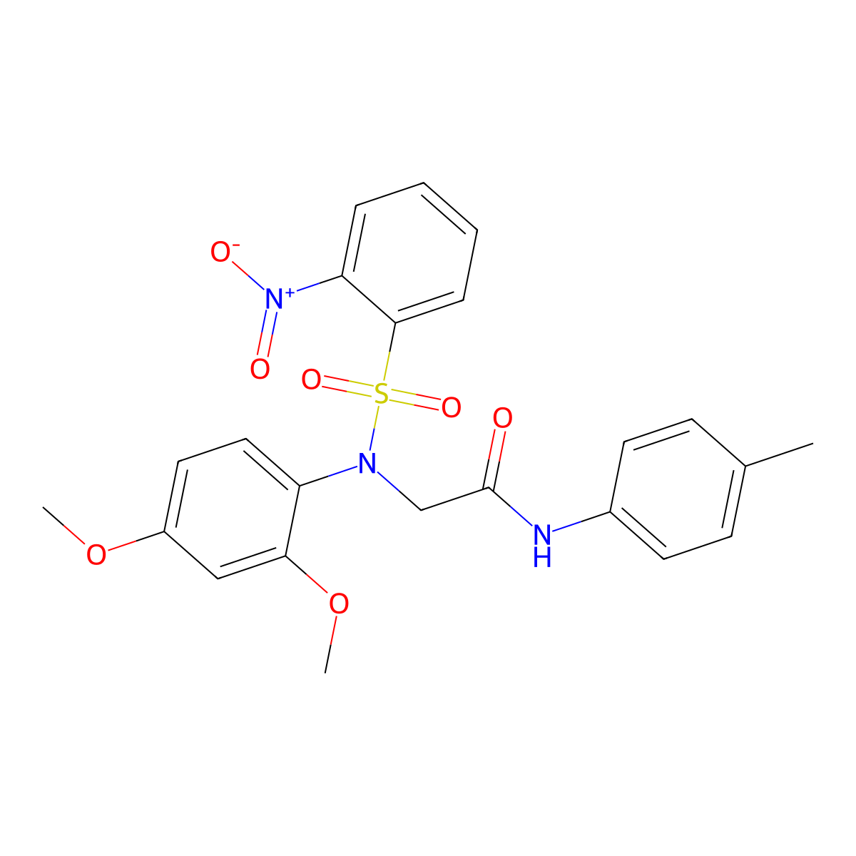 2-[[2,4-bis(methyloxy)phenyl]({2-nitrophenyl}sulfonyl)amino]-N-(4-methylphenyl)acetamide molecular structure, CAS 333431-80-4