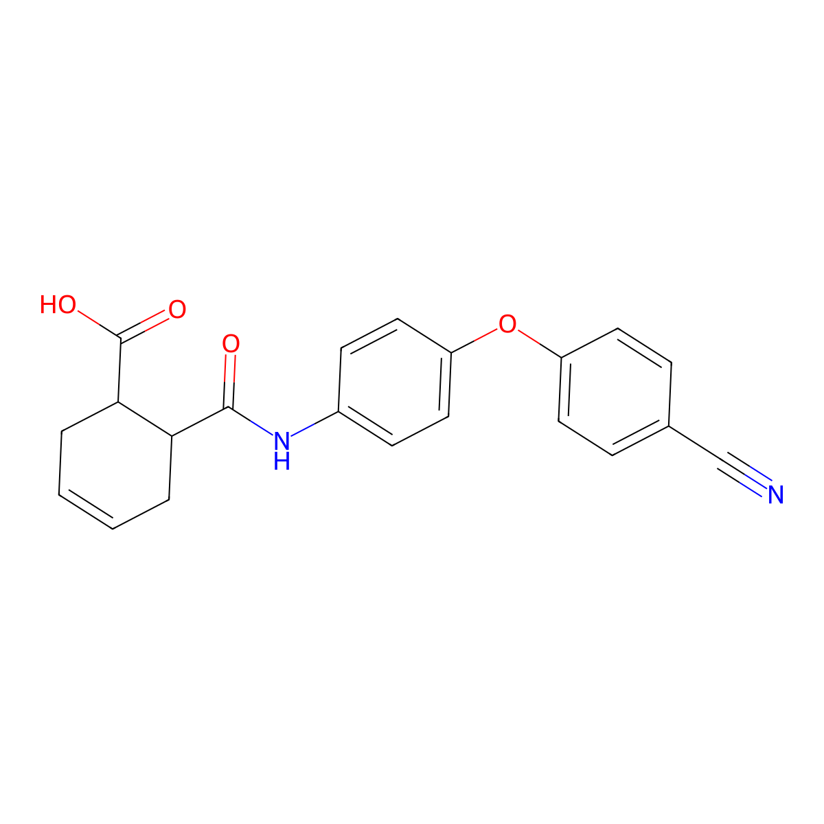 6-[[4-(4-Cyanophenoxy)phenyl]carbamoyl]cyclohex-3-ene-1-carboxylic acid molecular structure, CAS 333432-15-8