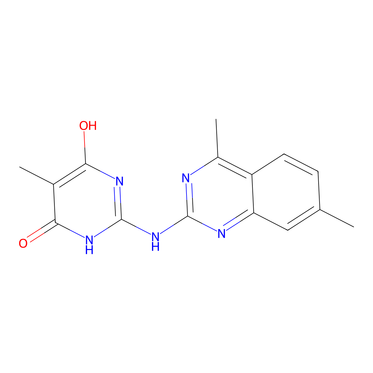 2-[(4,7-Dimethylquinazolin-2-yl)amino]-5-methylpyrimidine-4,6-diol molecular structure, CAS 333432-30-7