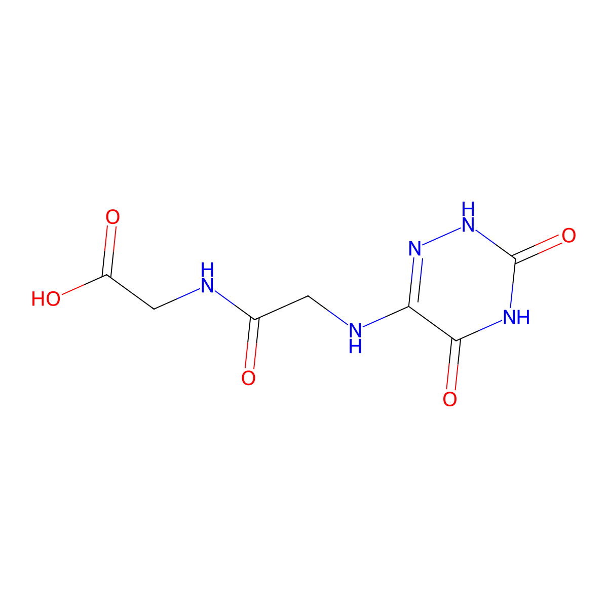 [2-(3,5-Dioxo-2,3,4,5-tetrahydro-[1,2,4]triazin-6-ylamino)-acetylamino]-acetic acid molecular structure, CAS 333432-84-1