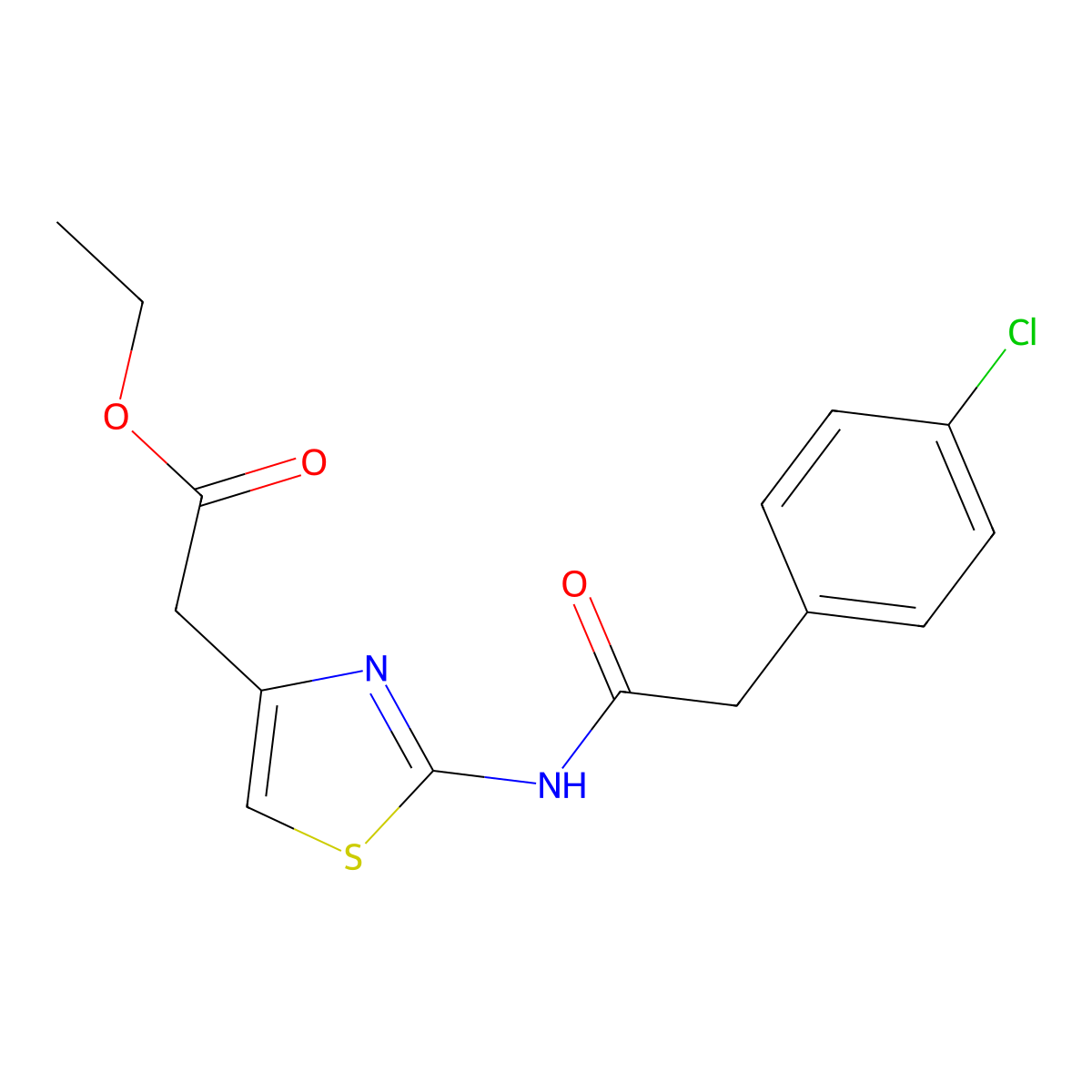 Ethyl 2-[2-[[2-(4-chlorophenyl)acetyl]amino]-1,3-thiazol-4-yl]acetate molecular structure, CAS 333433-37-7
