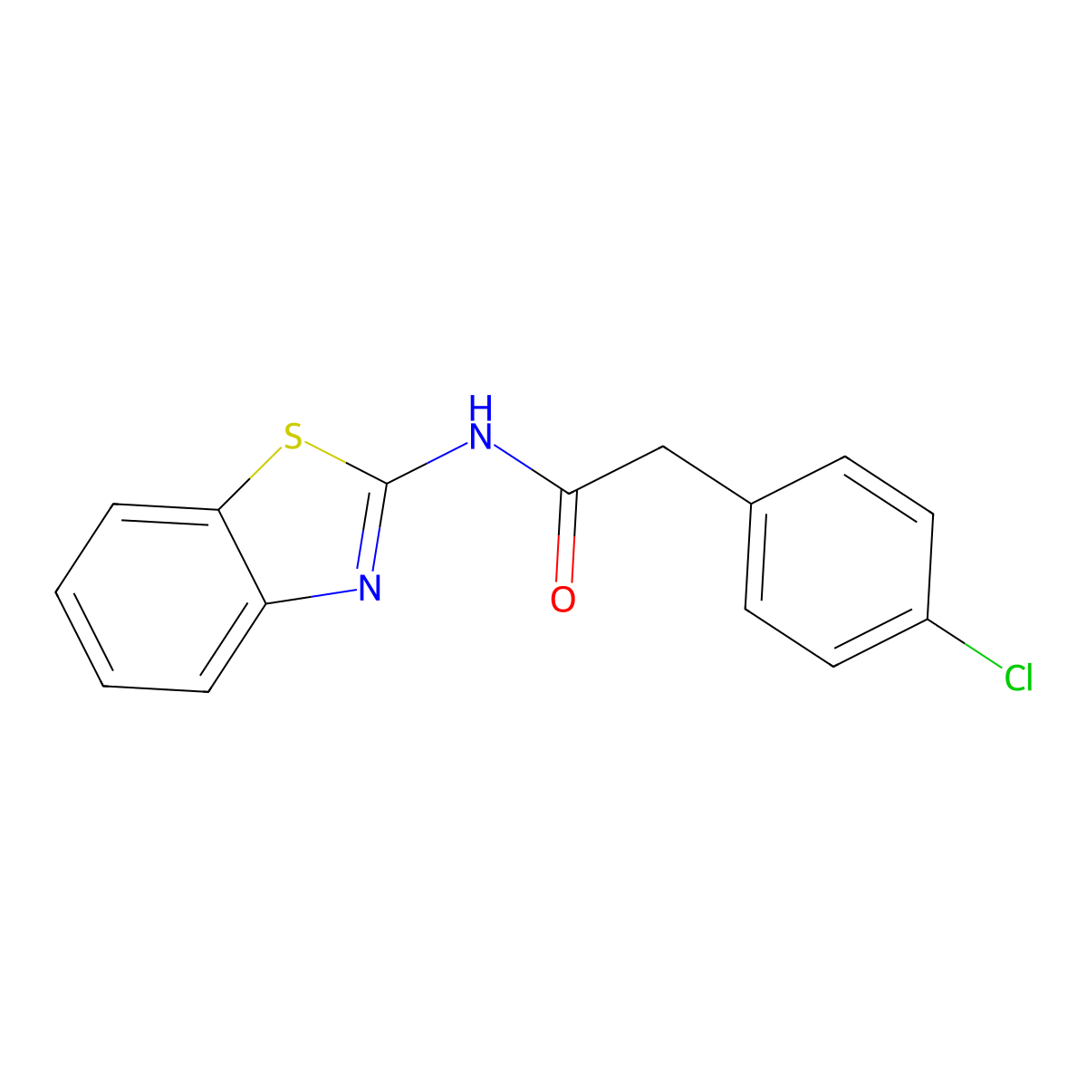 N-(1,3-benzothiazol-2-yl)-2-(4-chlorophenyl)acetamide molecular structure, CAS 333433-38-8