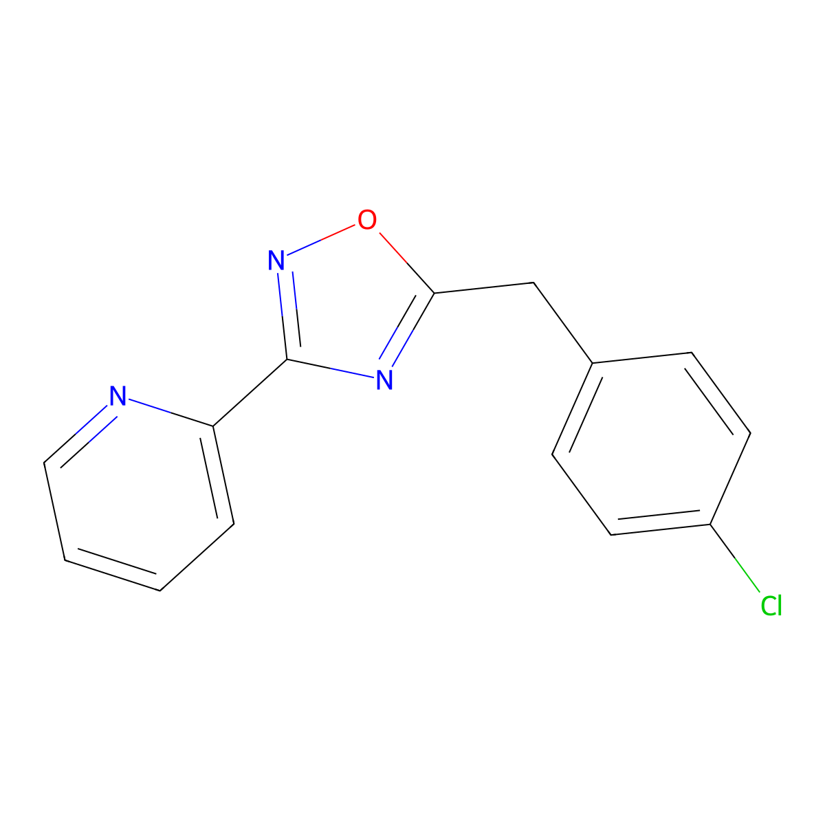 5-[(4-Chlorophenyl)methyl]-3-pyridin-2-yl-1,2,4-oxadiazole molecular structure, CAS 333433-39-9