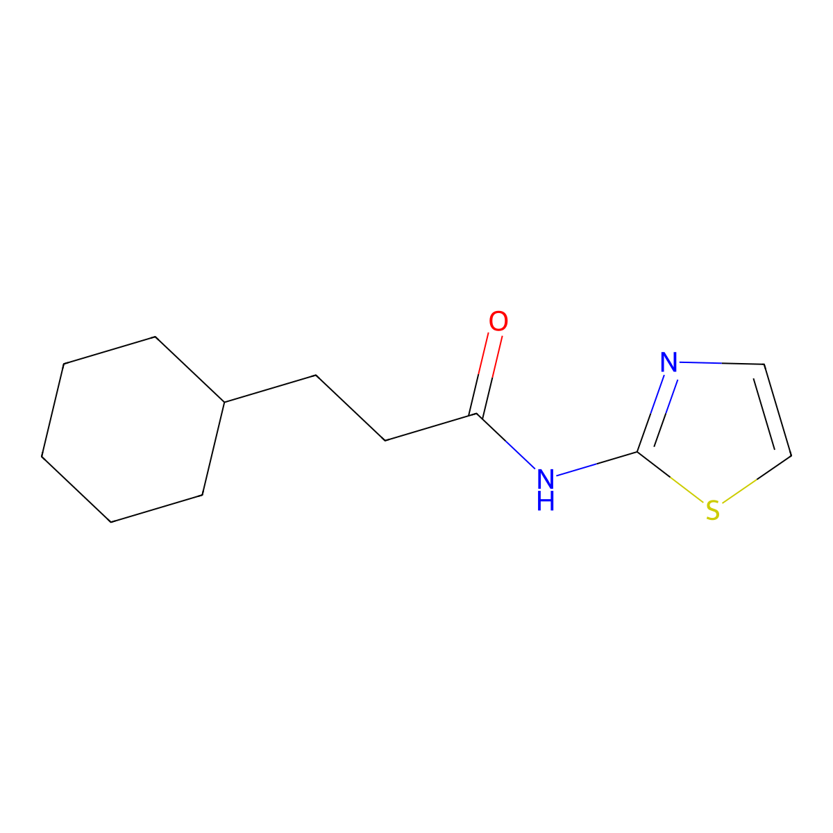 3-cyclohexyl-N-(1,3-thiazol-2-yl)propanamide molecular structure, CAS 333433-81-1