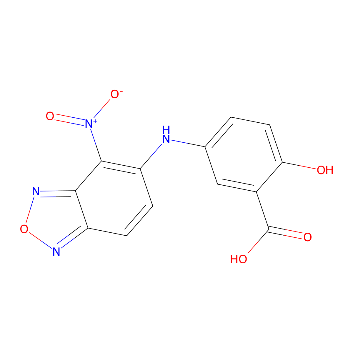 2-Hydroxy-5-((4-nitrobenzo[c][1,2,5]oxadiazol-5-yl)amino)benzoic acid molecular structure, CAS 333433-91-3