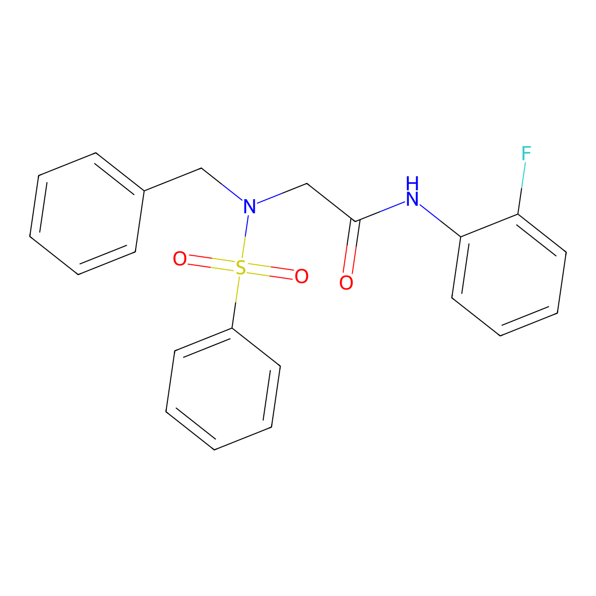 2-[benzenesulfonyl(benzyl)amino]-N-(2-fluorophenyl)acetamide molecular structure, CAS 333434-50-7