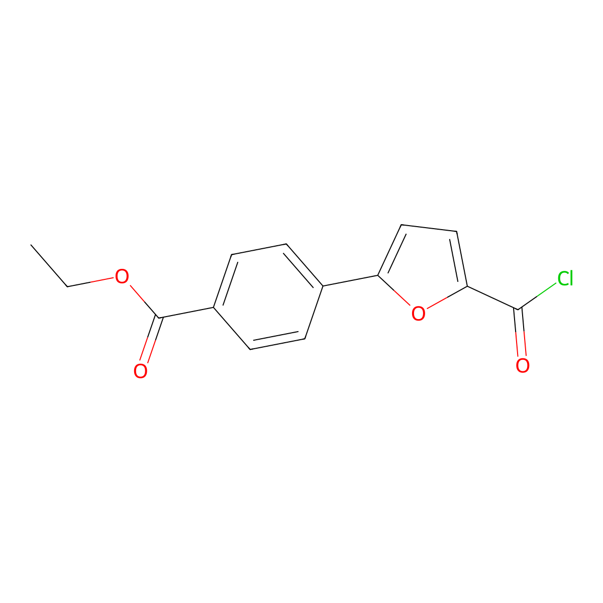 4-(5-Chlorocarbonyl-furan-2-yl)-benzoic acid ethyl ester molecular structure, CAS 333435-04-4