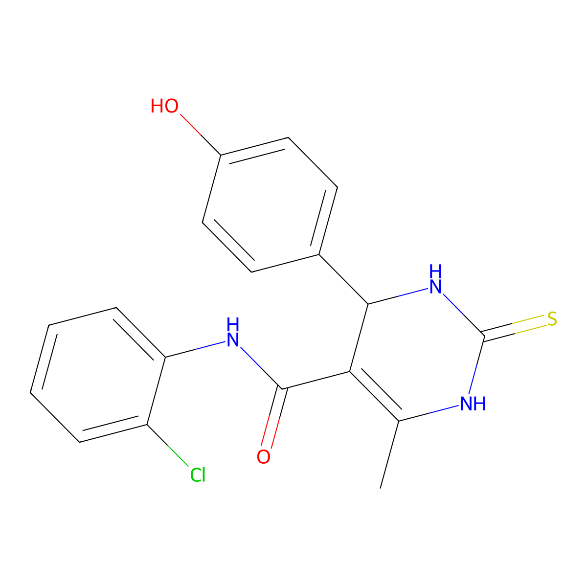N-(2-chlorophenyl)-4-(4-hydroxyphenyl)-6-methyl-2-sulfanylidene-3,4-dihydro-1H-pyrimidine-5-carboxamide molecular structure, CAS 333435-19-1