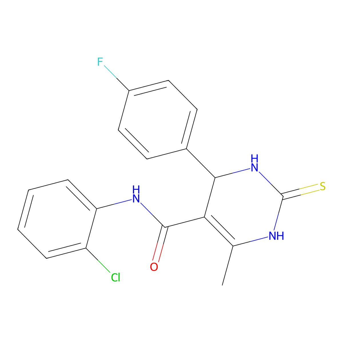 N-(2-chlorophenyl)-4-(4-fluorophenyl)-6-methyl-2-thioxo-1,2,3,4-tetrahydro-5-pyrimidinecarboxamide molecular structure, CAS 333435-25-9
