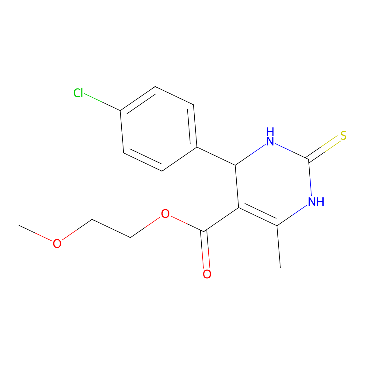 2-Methoxyethyl 6-(4-chlorophenyl)-4-methyl-2-sulfanyl-1,6-dihydropyrimidine-5-carboxylate molecular structure, CAS 333435-26-0