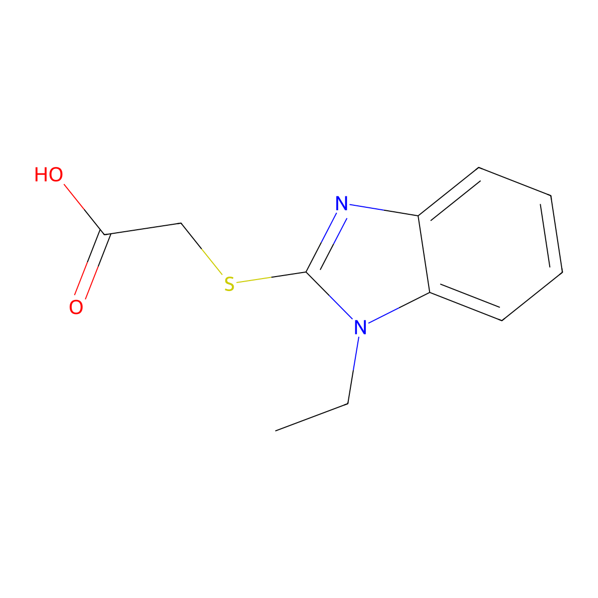 (1-Ethyl-1H-benzoimidazol-2-ylsulfanyl)-acetic acid molecular structure, CAS 333435-51-1