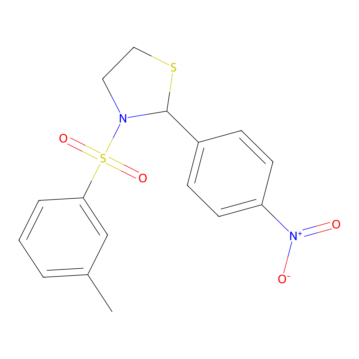 2-(4-Nitro-phenyl)-3-(toluene-3-sulfonyl)-thiazolidine molecular structure, CAS 333435-88-4