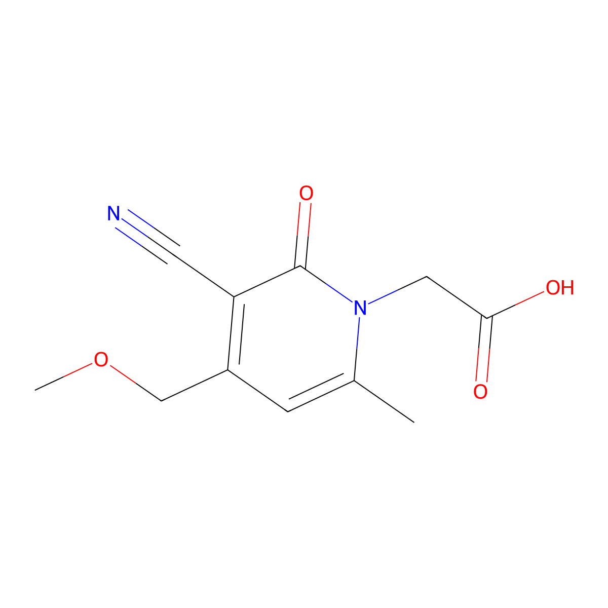 (3-cyano-4-(methoxymethyl)-6-methyl-2-oxopyridin-1(2H)-yl)acetic acid molecular structure, CAS 333435-99-7
