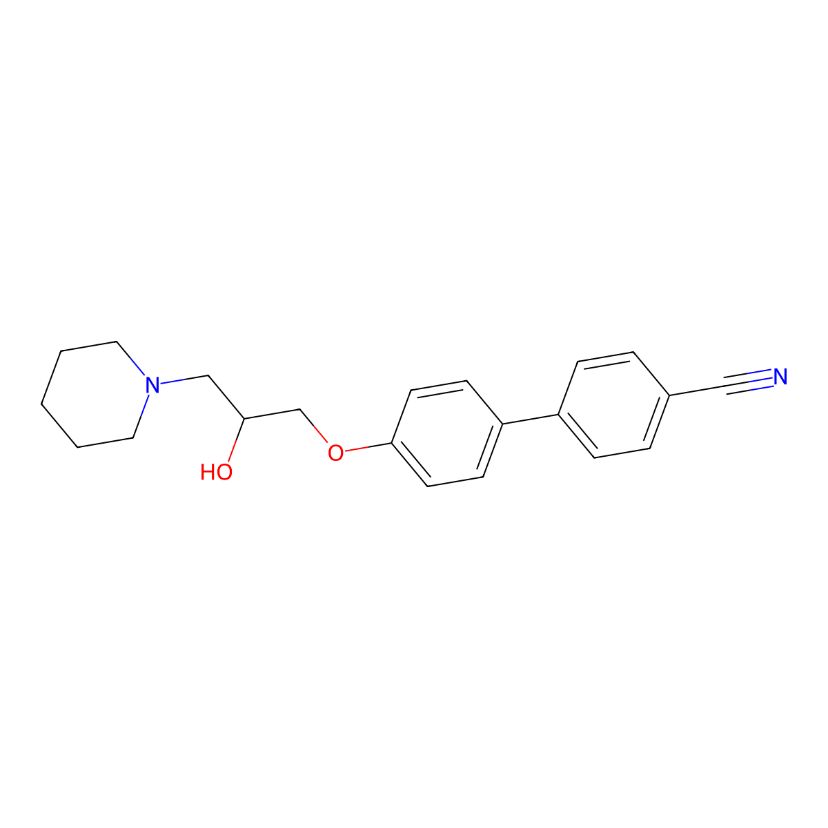 4-[4-(2-Hydroxy-3-piperidin-1-ylpropoxy)phenyl]benzonitrile molecular structure, CAS 333436-84-3