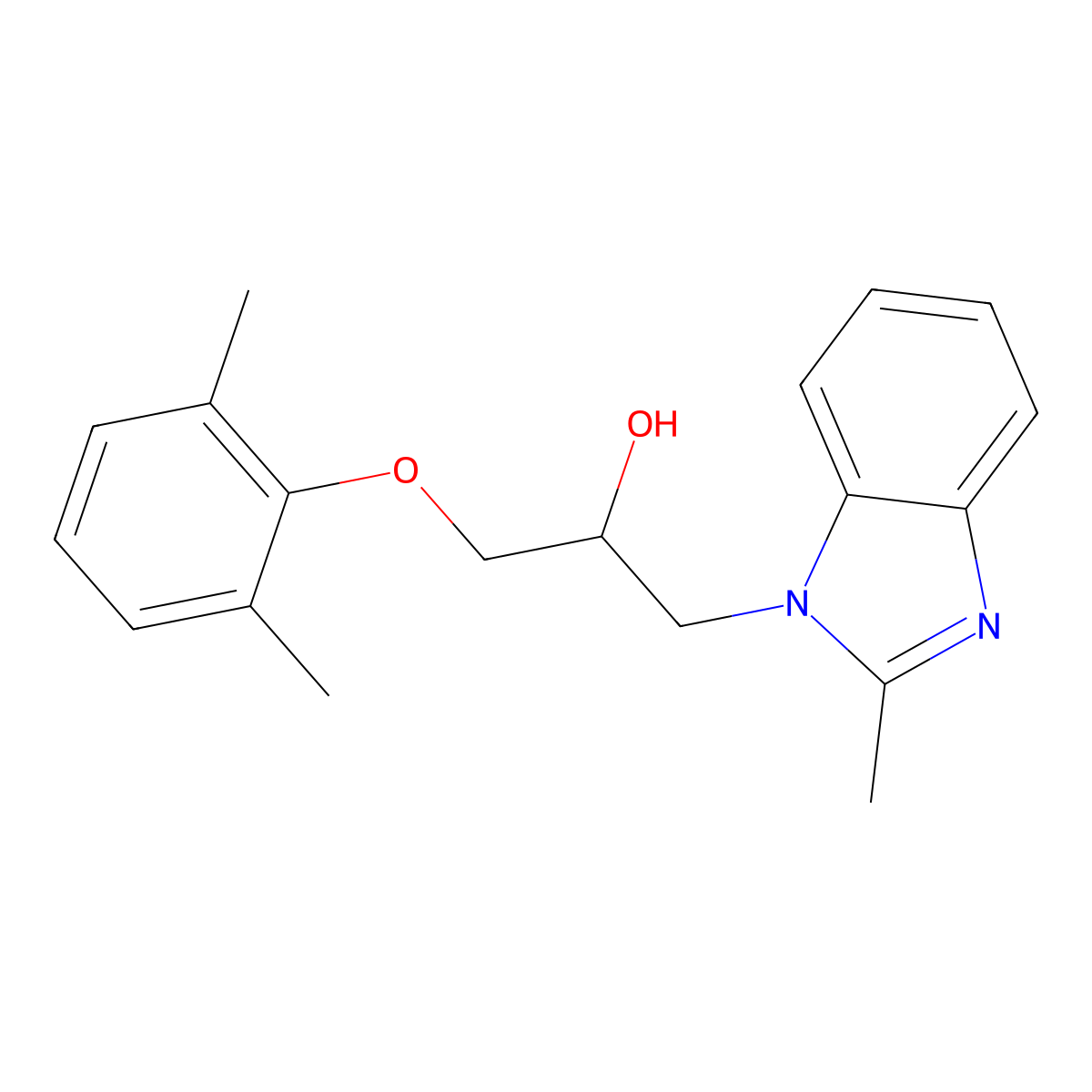 3-(2,6-Dimethylphenoxy)-1-(2-methylbenzimidazolyl)propan-2-ol molecular structure, CAS 333437-16-4