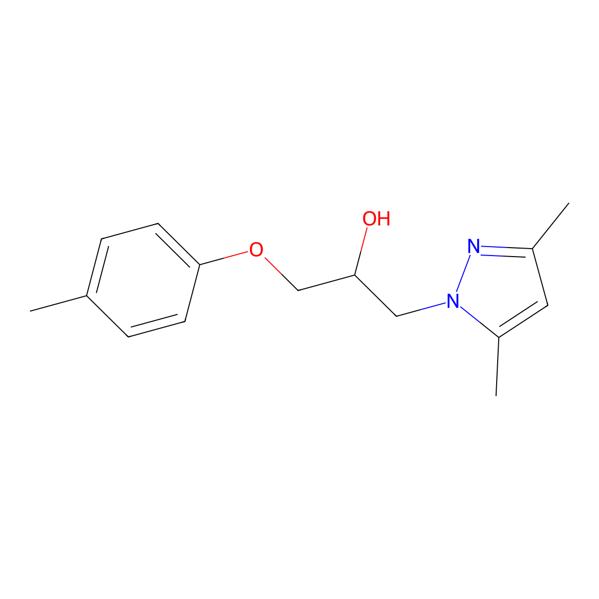 1-(3,5-dimethyl-1H-pyrazol-1-yl)-3-(p-tolyloxy)propan-2-ol molecular structure, CAS 333437-30-2