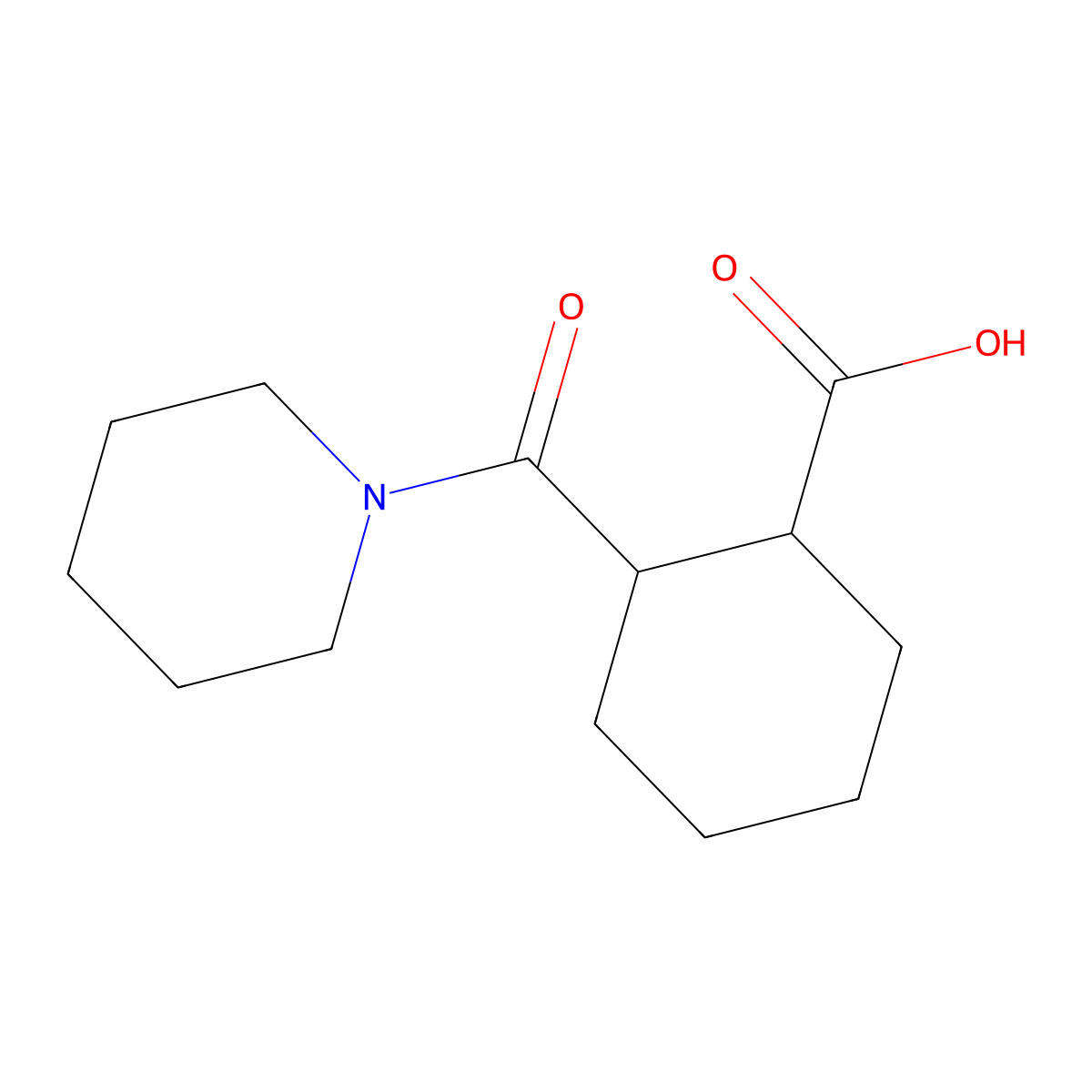 2-(Piperidine-1-carbonyl)cyclohexanecarboxylic acid molecular structure, CAS 333437-34-6