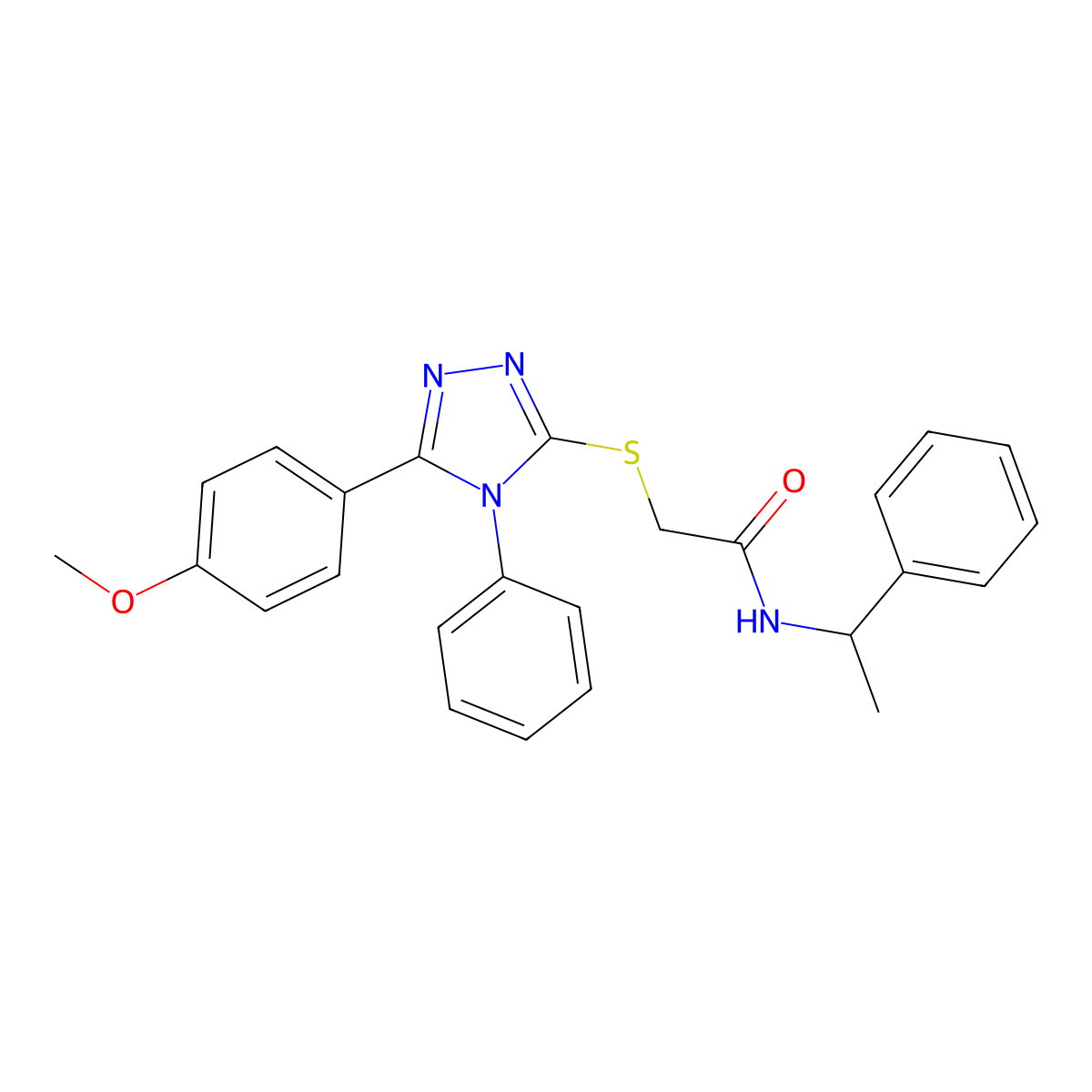 2-{[5-(4-methoxyphenyl)-4-phenyl-4H-1,2,4-triazol-3-yl]sulfanyl}-N-(1-phenylethyl)acetamide molecular structure, CAS 333438-33-8