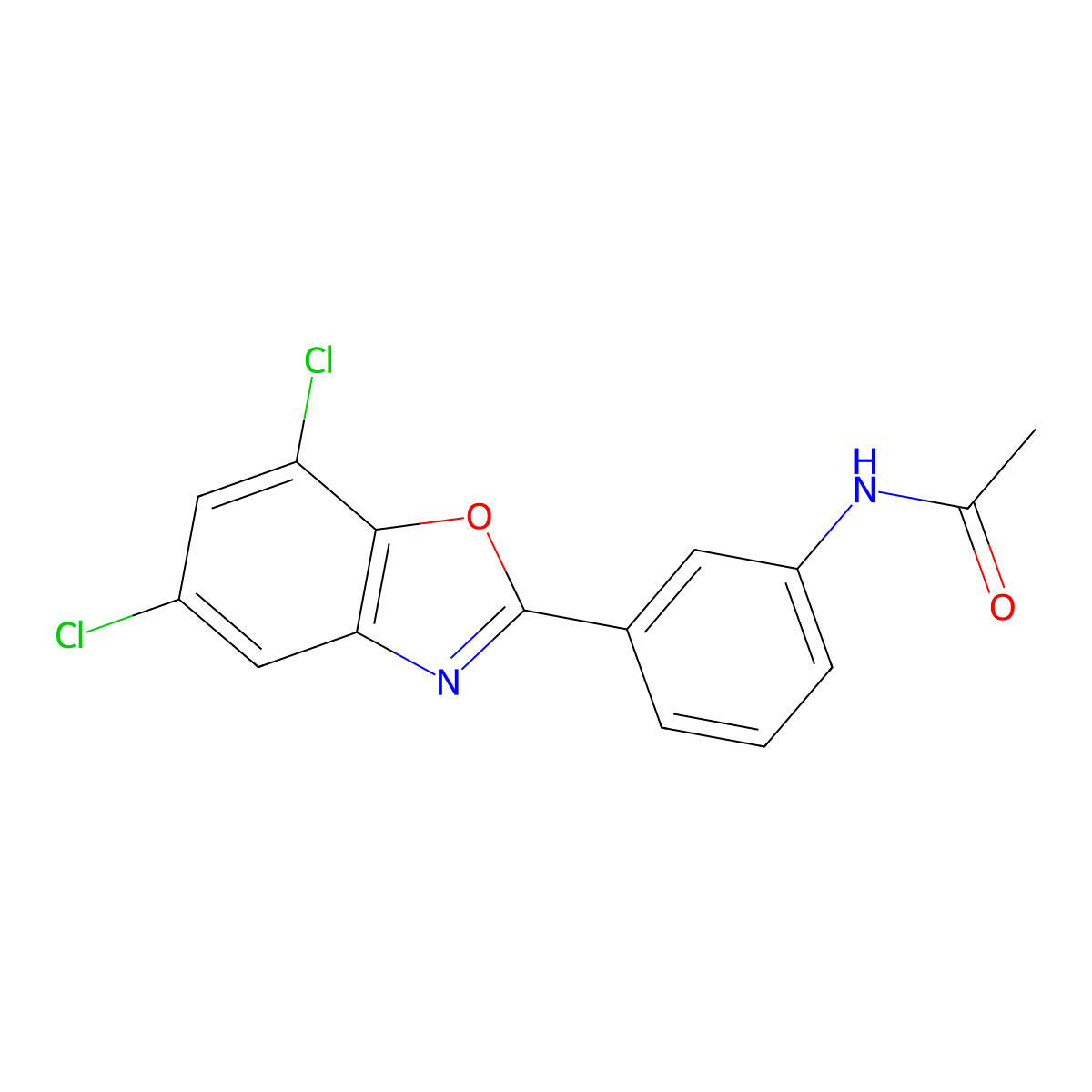 N-[3-(5,7-dichloro-1,3-benzoxazol-2-yl)phenyl]acetamide molecular structure, CAS 333438-45-2