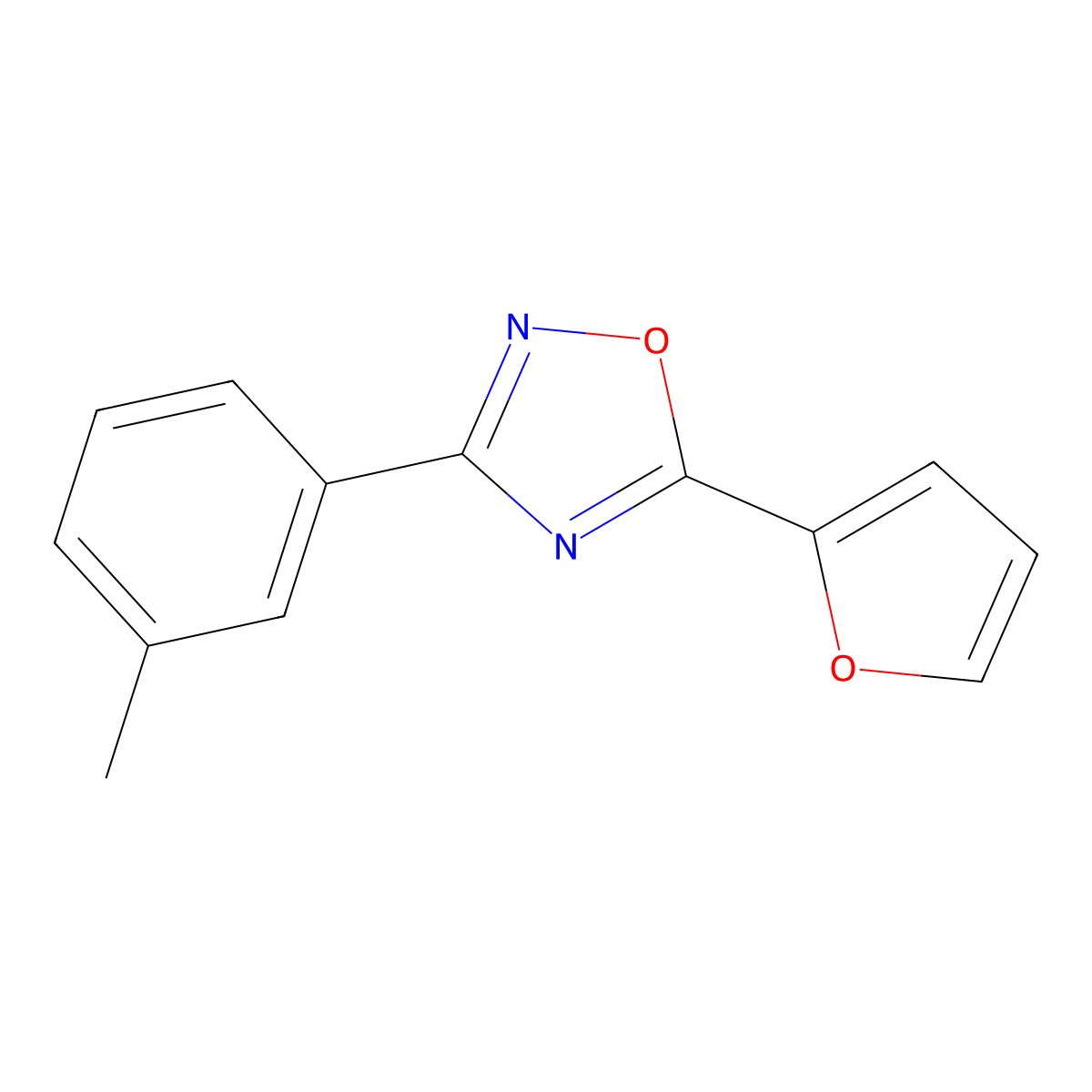 5-(Furan-2-yl)-3-(3-methylphenyl)-1,2,4-oxadiazole molecular structure, CAS 333438-87-2