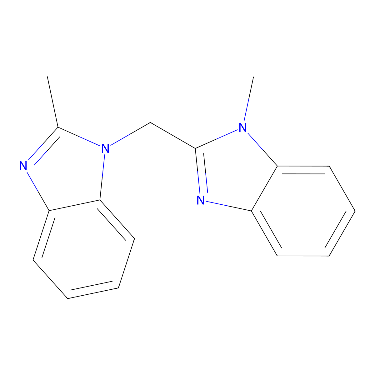 1-Methyl-2-[(2-methylbenzimidazol-1-yl)methyl]benzimidazole molecular structure, CAS 333438-89-4