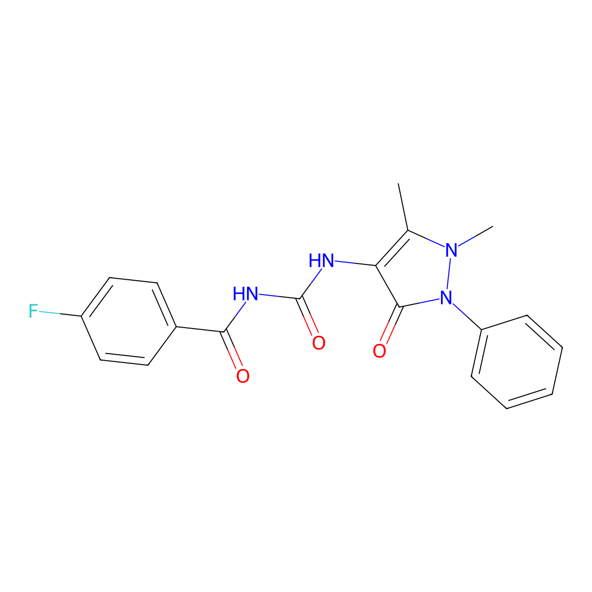 N-[(1,5-dimethyl-3-oxo-2-phenylpyrazol-4-yl)carbamoyl]-4-fluorobenzamide molecular structure, CAS 333440-05-4