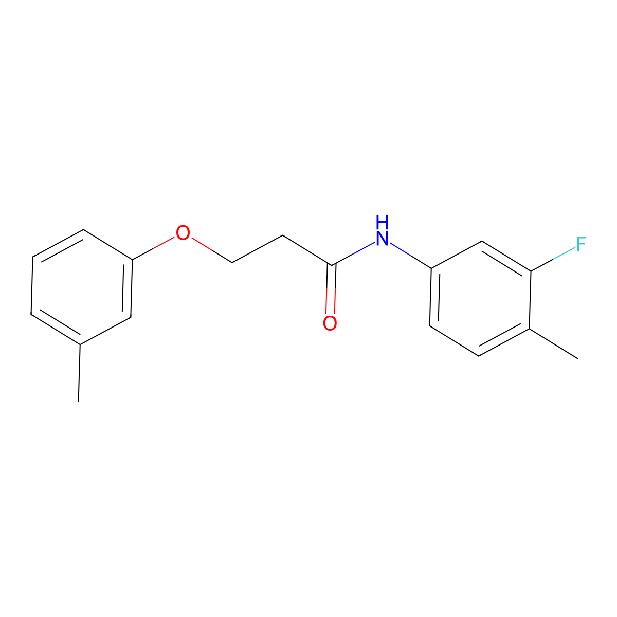 N-(3-fluoro-4-methylphenyl)-3-(3-methylphenoxy)propanamide molecular structure, CAS 333440-10-1