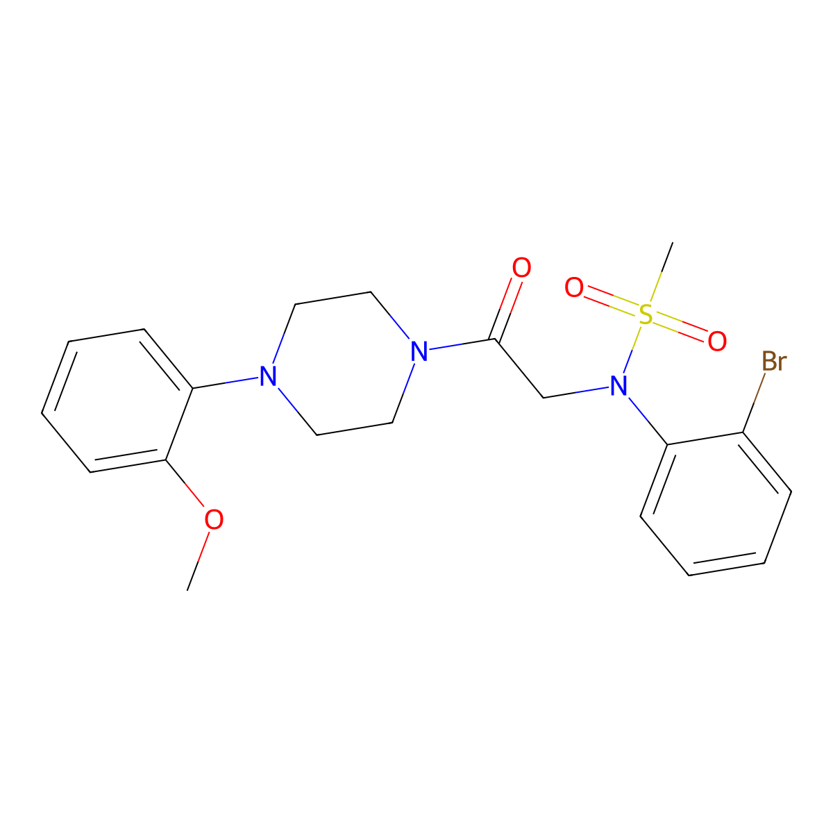 N-(2-bromophenyl)-N-[2-[4-(2-methoxyphenyl)piperazin-1-yl]-2-oxoethyl]methanesulfonamide molecular structure, CAS 333440-37-2