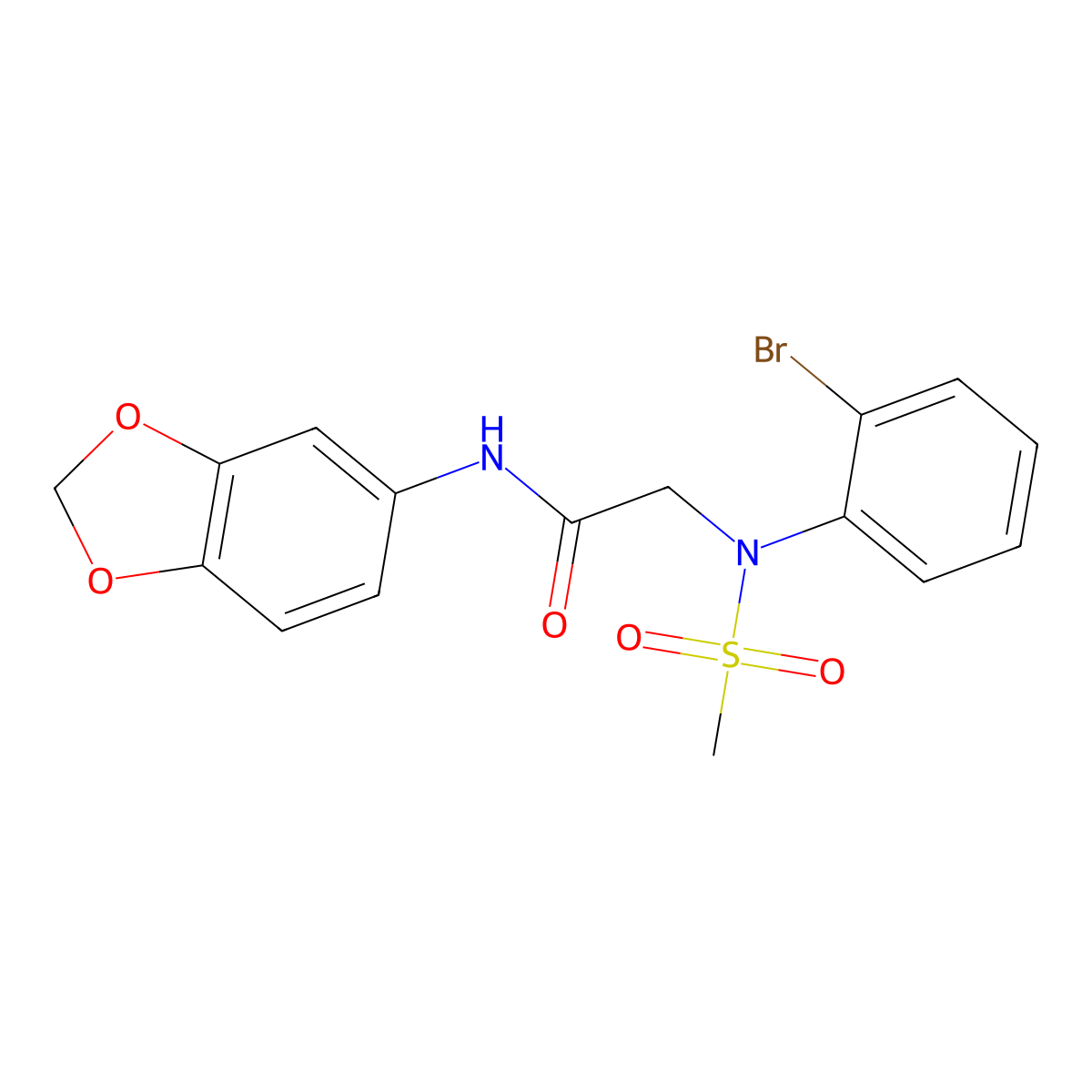 N-(1,3-benzodioxol-5-yl)-2-(2-bromo-N-methylsulfonylanilino)acetamide molecular structure, CAS 333440-49-6