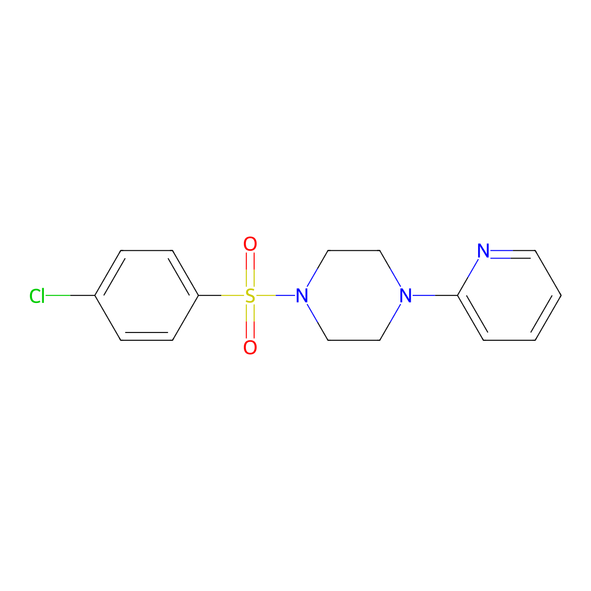 4-Chloro-1-((4-(2-pyridyl)piperazinyl)sulfonyl)benzene molecular structure, CAS 333440-99-6