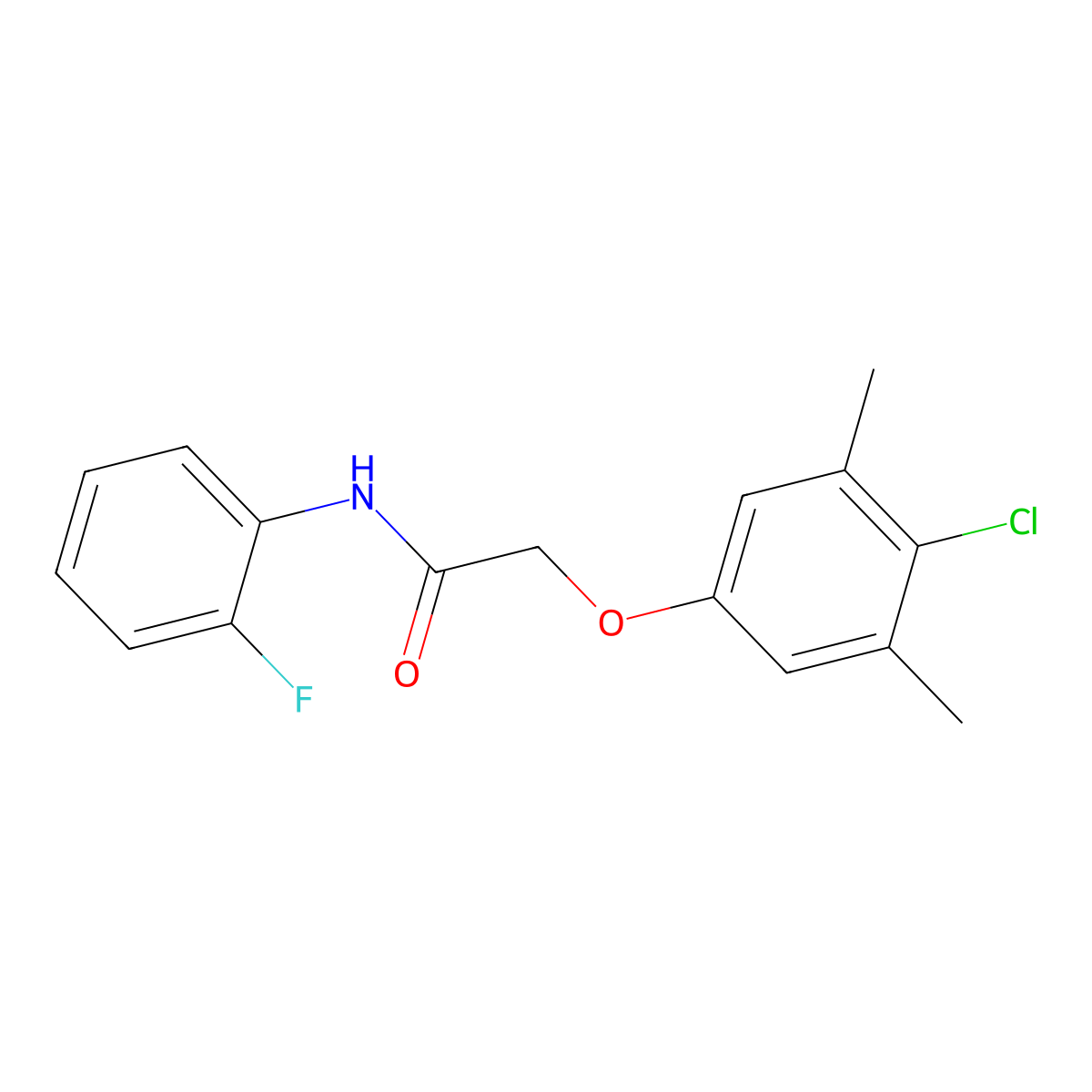 2-(4-chloro-3,5-dimethylphenoxy)-N-(2-fluorophenyl)acetamide molecular structure, CAS 333441-00-2