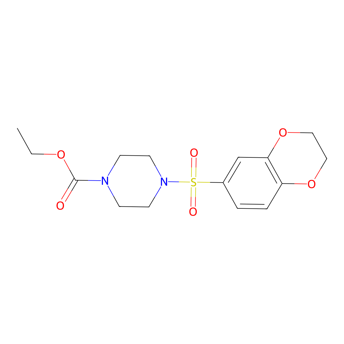Ethyl 4-(2,3-dihydro-1,4-benzodioxin-6-ylsulfonyl)piperazine-1-carboxylate molecular structure, CAS 333441-41-1